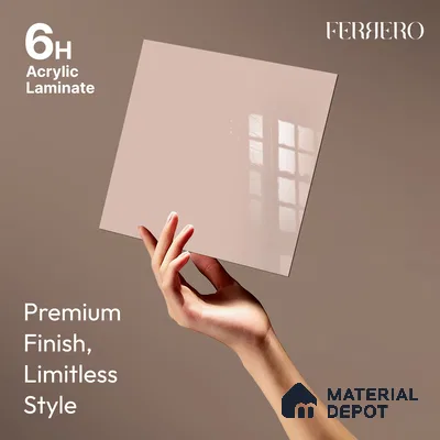 Ferrero 1C 01569 Antique Blush 8 ft x 4 ft High Gloss Finish 6H Anti Scratch Acrylic Laminate - 1.5 mm | Suitable for Living Room, Kitchen, Office