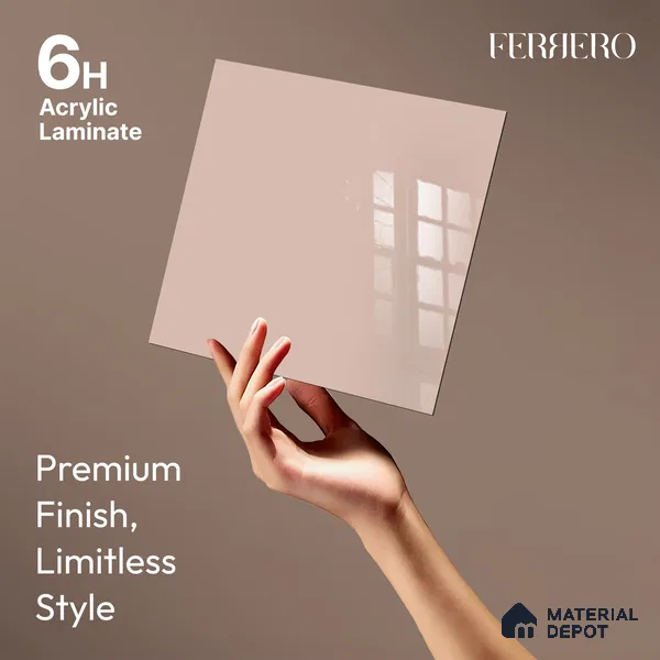 Ferrero 1C 01569 Antique Blush 8 ft x 4 ft High Gloss Finish 6H Anti Scratch Acrylic Laminate - 1.5 mm | Suitable for Living Room, Kitchen, Office