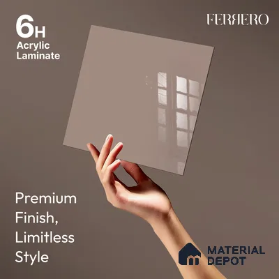 Ferrero 1C 01565 Coffee Cream 8 ft x 4 ft High Gloss Finish 6H Anti Scratch Acrylic Laminate - 1.5 mm | Suitable for Living Room, Kitchen, Office