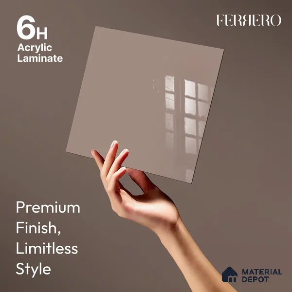 Ferrero 1C 01565 Coffee Cream 8 ft x 4 ft High Gloss Finish 6H Anti Scratch Acrylic Laminate - 1.5 mm | Suitable for Living Room, Kitchen, Office