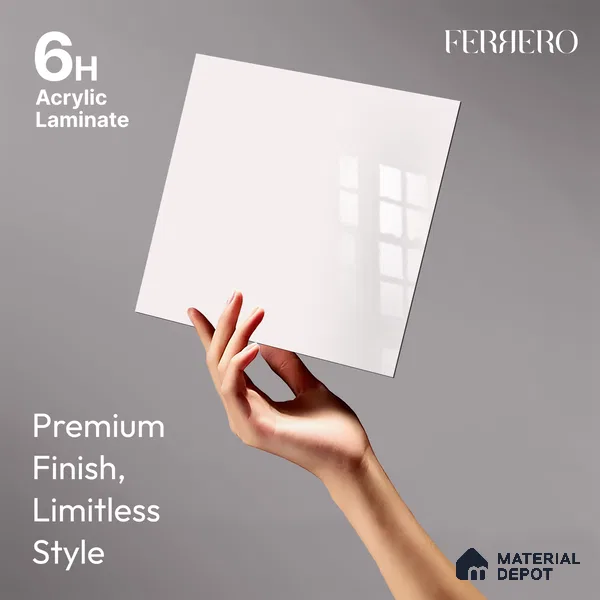 Ferrero 1C 01561 Gentle Breeze 8 ft x 4 ft High Gloss Finish 6H Anti Scratch Acrylic Laminate - 1.5 mm | Suitable for Living Room, Kitchen, Office