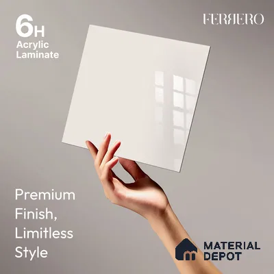 Ferrero 1C 01566 Blush Beige 8 ft x 4 ft High Gloss Finish 6H Anti Scratch Acrylic Laminate - 1.5 mm | Suitable for Living Room, Kitchen, Office
