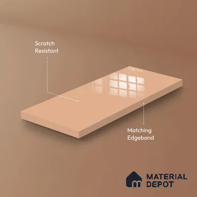 Ferrero 1C 01584 Desert Peach 8 ft x 4 ft High Gloss Finish 6H Anti Scratch Acrylic Laminate - 1.5 mm | Suitable for Living Room, Kitchen, Office