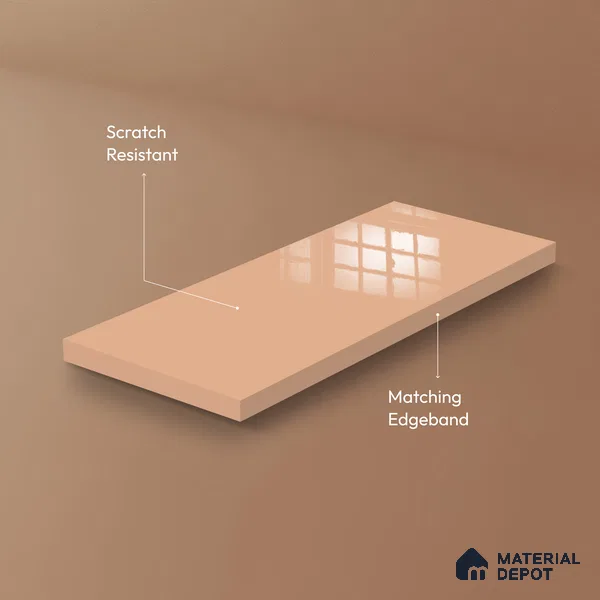Ferrero 1C 01584 Desert Peach 8 ft x 4 ft High Gloss Finish 6H Anti Scratch Acrylic Laminate - 1.5 mm | Suitable for Living Room, Kitchen, Office