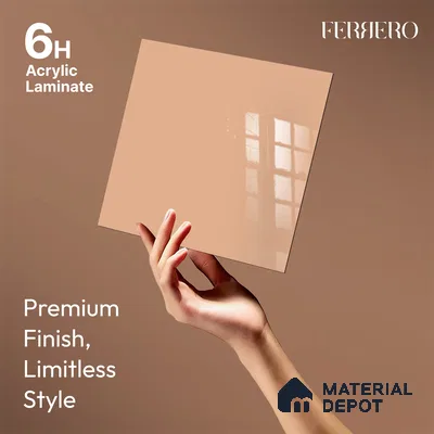 Ferrero 1C 01584 Desert Peach 8 ft x 4 ft High Gloss Finish 6H Anti Scratch Acrylic Laminate - 1.5 mm | Suitable for Living Room, Kitchen, Office