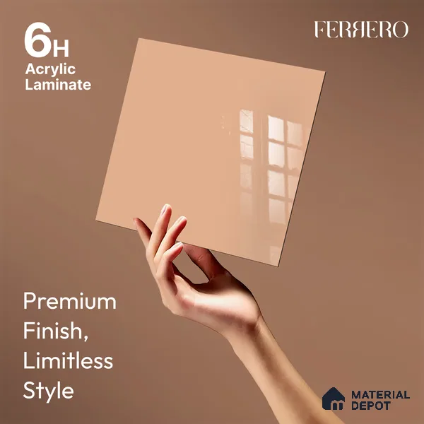 Ferrero 1C 01584 Desert Peach 8 ft x 4 ft High Gloss Finish 6H Anti Scratch Acrylic Laminate - 1.5 mm | Suitable for Living Room, Kitchen, Office