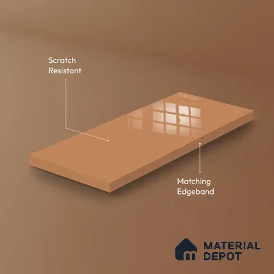 Ferrero 1C 01585 Copper Beige 8 ft x 4 ft High Gloss Finish 6H Anti Scratch Acrylic Laminate - 1.5 mm | Suitable for Living Room, Kitchen, Office