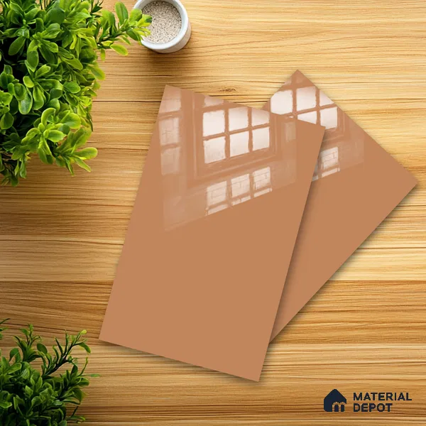 Ferrero 1C 01585 Copper Beige 8 ft x 4 ft High Gloss Finish 6H Anti Scratch Acrylic Laminate - 1.5 mm | Suitable for Living Room, Kitchen, Office