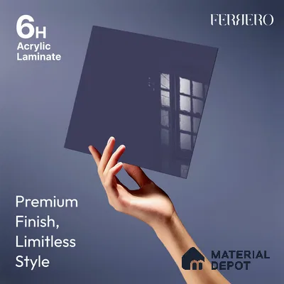Ferrero 1C 01596 Twilight Navy 8 ft x 4 ft High Gloss Finish 6H Anti Scratch Acrylic Laminate - 1.5 mm | Suitable for Living Room, Kitchen, Office