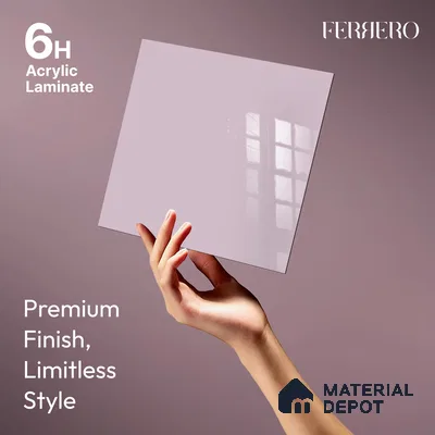 Ferrero 1C 01586 Blushed Lilac 8 ft x 4 ft High Gloss Finish 6H Anti Scratch Acrylic Laminate - 1.5 mm | Suitable for Living Room, Kitchen, Office