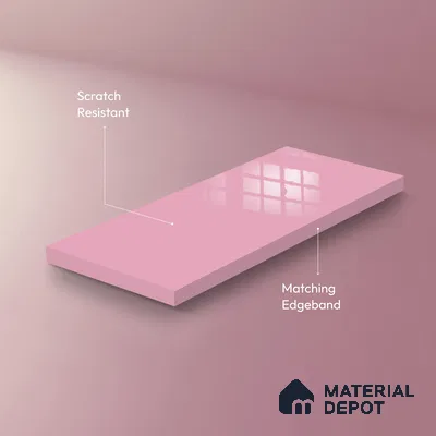 Ferrero 1C 01591 Vintage Pink 8 ft x 4 ft High Gloss Finish 6H Anti Scratch Acrylic Laminate - 1.5 mm | Suitable for Living Room, Kitchen, Office