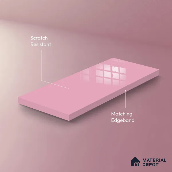 Ferrero 1C 01591 Vintage Pink 8 ft x 4 ft High Gloss Finish 6H Anti Scratch Acrylic Laminate - 1.5 mm | Suitable for Living Room, Kitchen, Office
