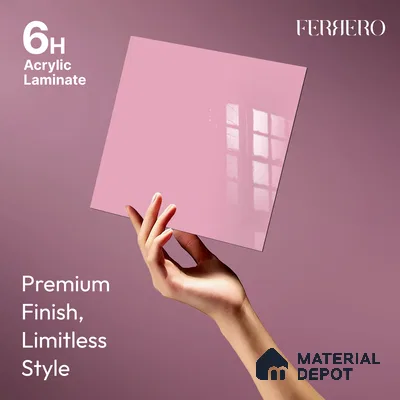 Ferrero 1C 01591 Vintage Pink 8 ft x 4 ft High Gloss Finish 6H Anti Scratch Acrylic Laminate - 1.5 mm | Suitable for Living Room, Kitchen, Office