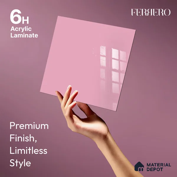 Ferrero 1C 01591 Vintage Pink 8 ft x 4 ft High Gloss Finish 6H Anti Scratch Acrylic Laminate - 1.5 mm | Suitable for Living Room, Kitchen, Office