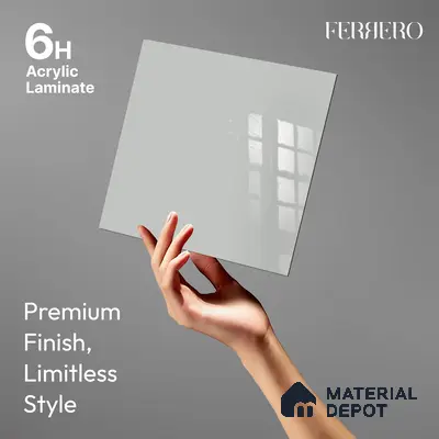 Ferrero 1C 01594 Cloudy Pearl 8 ft x 4 ft High Gloss Finish 6H Anti Scratch Acrylic Laminate - 1.5 mm | Suitable for Living Room, Kitchen, Office