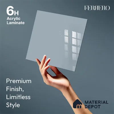 Ferrero 1C 01595 Cloudy Pearl 8 ft x 4 ft High Gloss Finish 6H Anti Scratch Acrylic Laminate - 1.5 mm | Suitable for Living Room, Kitchen, Office