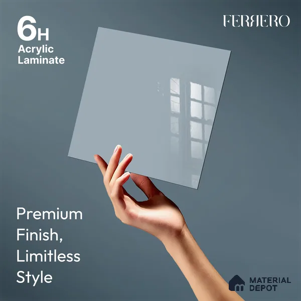 Ferrero 1C 01595 Cloudy Pearl 8 ft x 4 ft High Gloss Finish 6H Anti Scratch Acrylic Laminate - 1.5 mm | Suitable for Living Room, Kitchen, Office
