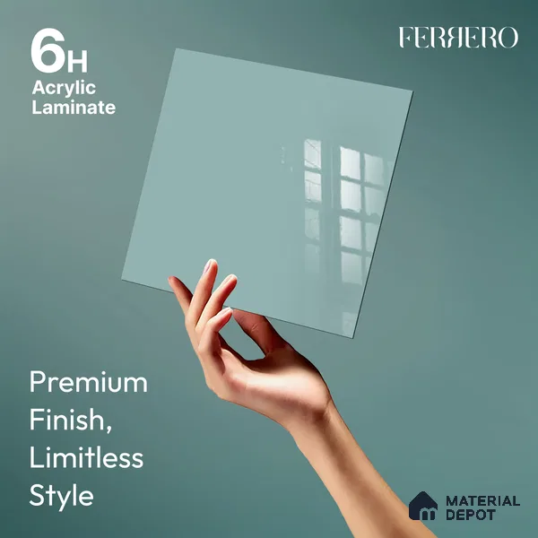 Ferrero 1C 01589 Teal Depth 8 ft x 4 ft High Gloss Finish 6H Anti Scratch Acrylic Laminate - 1.5 mm | Suitable for Living Room, Kitchen, Office
