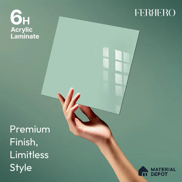 Ferrero 1C 01592 Cool Mint 8 ft x 4 ft High Gloss Finish 6H Anti Scratch Acrylic Laminate - 1.5 mm | Suitable for Living Room, Kitchen, Office