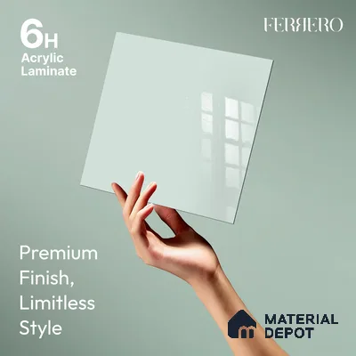 Ferrero 1C 01593 Aqua Sage 8 ft x 4 ft High Gloss Finish 6H Anti Scratch Acrylic Laminate - 1.5 mm | Suitable for Living Room, Kitchen, Office