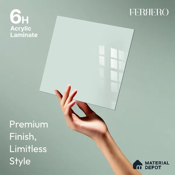 Ferrero 1C 01593 Aqua Sage 8 ft x 4 ft High Gloss Finish 6H Anti Scratch Acrylic Laminate - 1.5 mm | Suitable for Living Room, Kitchen, Office