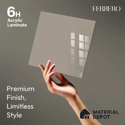 Ferrero 1C 01563 Vintage Sand 8 ft x 4 ft High Gloss Finish 6H Anti Scratch Acrylic Laminate - 1.5 mm | Suitable for Living Room, Kitchen, Office