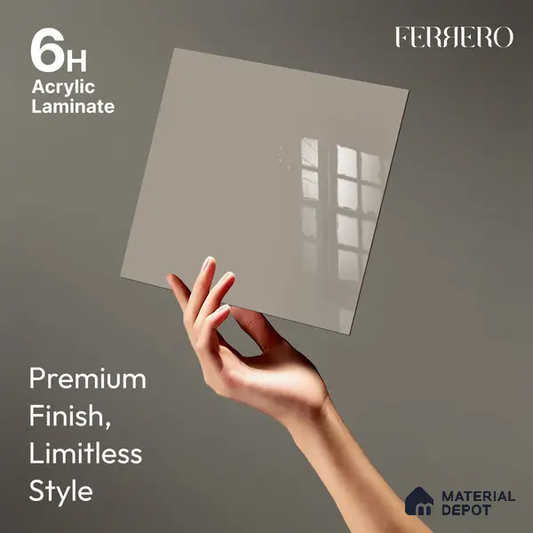 Ferrero 1C 01563 Vintage Sand 8 ft x 4 ft High Gloss Finish 6H Anti Scratch Acrylic Laminate - 1.5 mm | Suitable for Living Room, Kitchen, Office