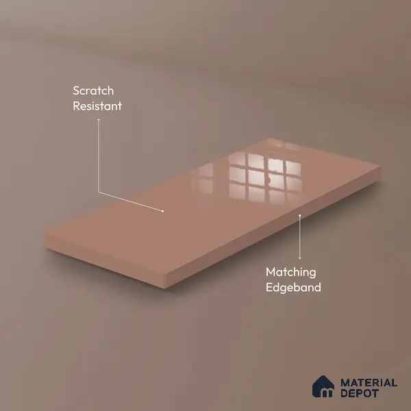 Ferrero 1C 01582 Faded Terracotta 8 ft x 4 ft High Gloss Finish 6H Anti Scratch Acrylic Laminate - 1.5 mm | Suitable for Living Room, Kitchen, Office
