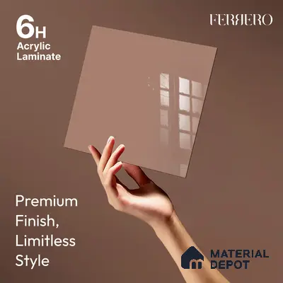 Ferrero 1C 01582 Faded Terracotta 8 ft x 4 ft High Gloss Finish 6H Anti Scratch Acrylic Laminate - 1.5 mm | Suitable for Living Room, Kitchen, Office