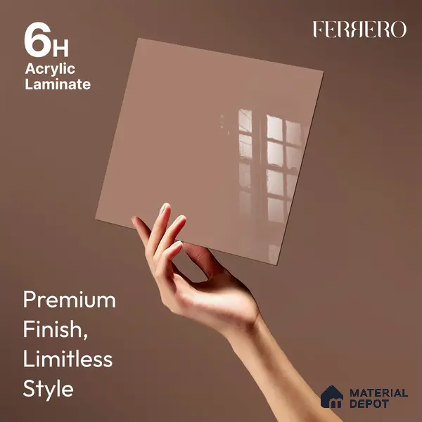 Ferrero 1C 01582 Faded Terracotta 8 ft x 4 ft High Gloss Finish 6H Anti Scratch Acrylic Laminate - 1.5 mm | Suitable for Living Room, Kitchen, Office