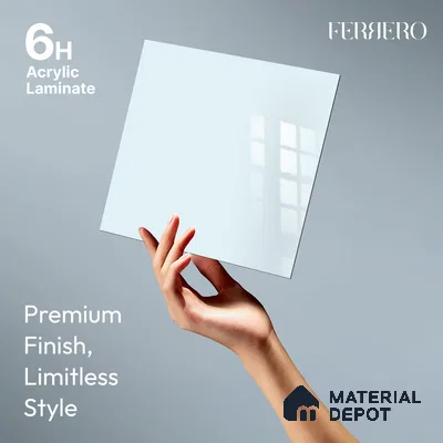 Ferrero 1C 01588 Cloudy Pearl 8 ft x 4 ft High Gloss Finish 6H Anti Scratch Acrylic Laminate - 1.5 mm | Suitable for Living Room, Kitchen, Office