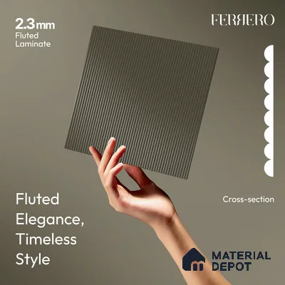 Espresso Brown Fluted Solid Color 1D 05210 Espresso Dust 8 ft x 4 ft High Gloss Finish Acrylic Laminate - 2.3 mm | Suitable for TV Unit,Wardrobe, Kitchen Cabinets