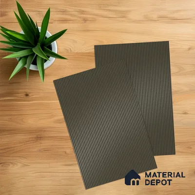 Espresso Brown Fluted Solid Color 1D 05210 Espresso Dust 8 ft x 4 ft High Gloss Finish Acrylic Laminate - 2.3 mm | Suitable for TV Unit,Wardrobe, Kitchen Cabinets