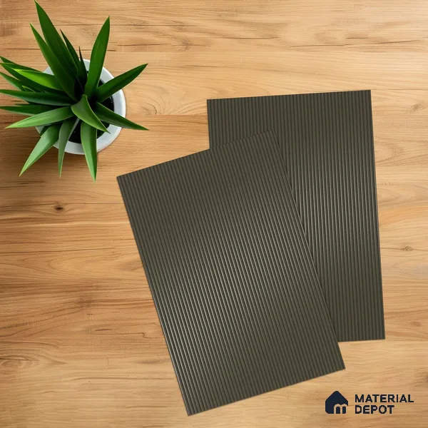 Espresso Brown Fluted Solid Color 1D 05210 Espresso Dust 8 ft x 4 ft High Gloss Finish Acrylic Laminate - 2.3 mm | Suitable for TV Unit,Wardrobe, Kitchen Cabinets
