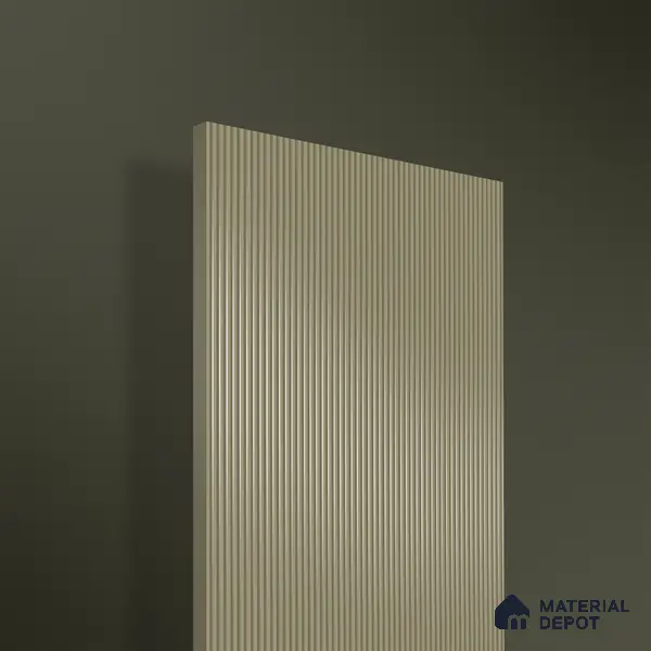 Olive Sand Fluted Solid Color 1D 05208 Olive Sand 8 ft x 4 ft High Gloss Finish Acrylic Laminate - 2.3 mm | Suitable for TV Unit,Wardrobe, Kitchen Cabinets