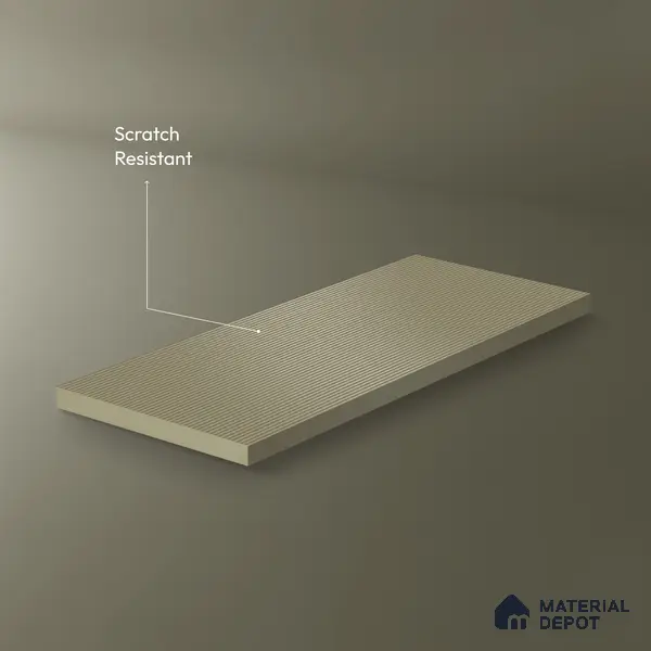 Olive Sand Fluted Solid Color 1D 05208 Olive Sand 8 ft x 4 ft High Gloss Finish Acrylic Laminate - 2.3 mm | Suitable for TV Unit,Wardrobe, Kitchen Cabinets