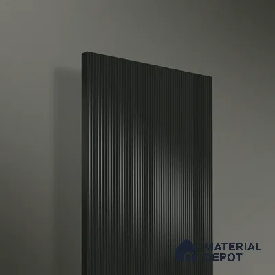 Iron Shadow Black Fluted Solid Color 1D 05211 Iron Shadow 8 ft x 4 ft High Gloss Finish Acrylic Laminate - 2.3 mm | Suitable for TV Unit,Wardrobe, Kitchen Cabinets