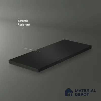 Iron Shadow Black Fluted Solid Color 1D 05211 Iron Shadow 8 ft x 4 ft High Gloss Finish Acrylic Laminate - 2.3 mm | Suitable for TV Unit,Wardrobe, Kitchen Cabinets