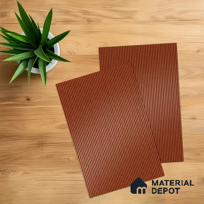 Fluted Solid Color 1D 05224 Clay 8 ft x 4 ft High Gloss Finish Acrylic Laminate - 2.3 mm | Suitable for TV Unit,Wardrobe, Kitchen Cabinets