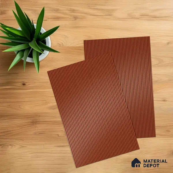 Fluted Solid Color 1D 05224 Clay 8 ft x 4 ft High Gloss Finish Acrylic Laminate - 2.3 mm | Suitable for TV Unit,Wardrobe, Kitchen Cabinets