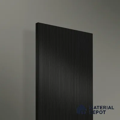 Deep Slate Black Fluted Solid Color 1D 05223 Deep Slate 8 ft x 4 ft High Gloss Finish Acrylic Laminate - 2.3 mm | Suitable for TV Unit,Wardrobe, Kitchen Cabinets