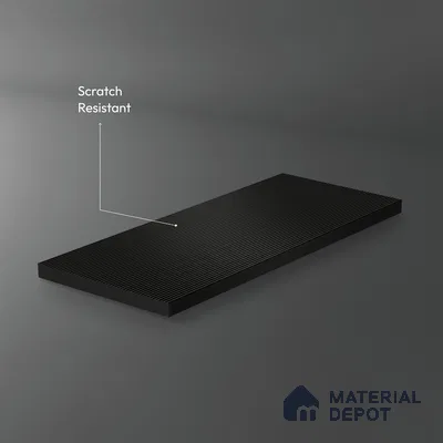 Deep Slate Black Fluted Solid Color 1D 05223 Deep Slate 8 ft x 4 ft High Gloss Finish Acrylic Laminate - 2.3 mm | Suitable for TV Unit,Wardrobe, Kitchen Cabinets