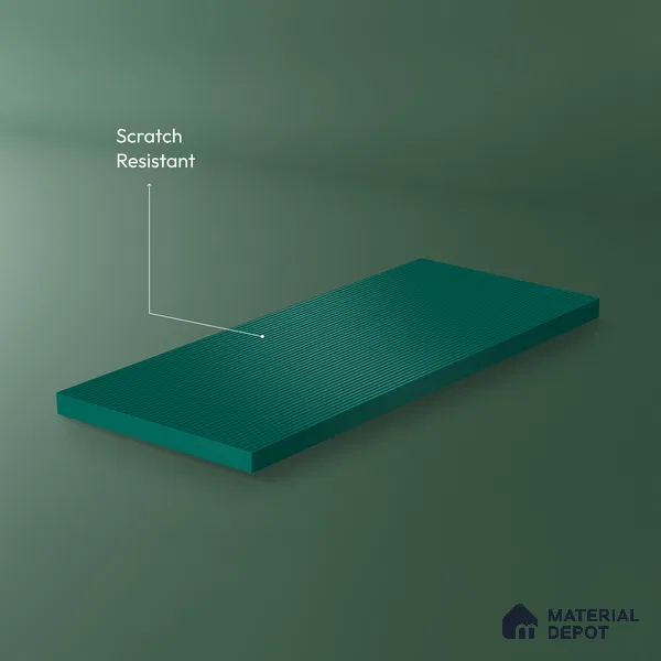 Deep Aqua Blue Fluted Solid Color 1D 05220 Deep Aqua 8 ft x 4 ft High Gloss Finish Acrylic Laminate - 2.3 mm | Suitable for TV Unit,Wardrobe, Kitchen Cabinets