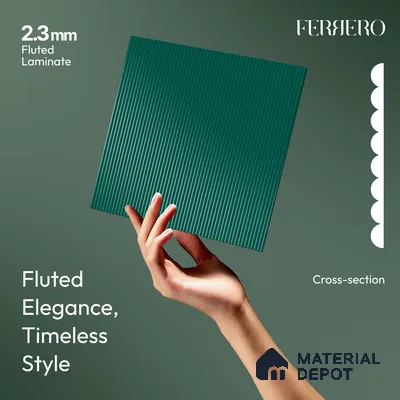 Deep Aqua Blue Fluted Solid Color 1D 05220 Deep Aqua 8 ft x 4 ft High Gloss Finish Acrylic Laminate - 2.3 mm | Suitable for TV Unit,Wardrobe, Kitchen Cabinets