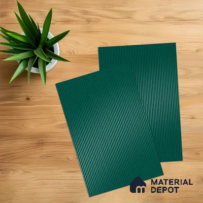 Deep Aqua Blue Fluted Solid Color 1D 05220 Deep Aqua 8 ft x 4 ft High Gloss Finish Acrylic Laminate - 2.3 mm | Suitable for TV Unit,Wardrobe, Kitchen Cabinets
