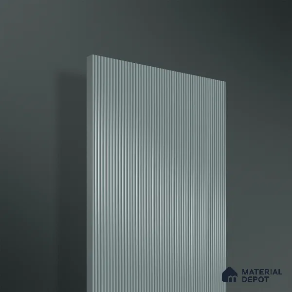 Clouded Blue Grey Fluted Solid Color 1D 05241 Clouded Blue 8 ft x 4 ft High Gloss Finish Acrylic Laminate - 2.3 mm | Suitable for TV Unit,Wardrobe, Kitchen Cabinets