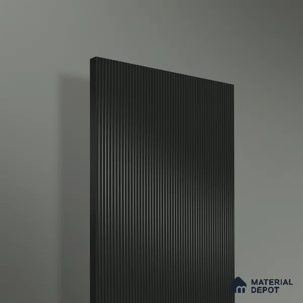Jet Black Fluted Solid Color 1D 05243 Olive Stone 8 ft x 4 ft High Gloss Finish Acrylic Laminate - 2.3 mm | Suitable for TV Unit,Wardrobe, Kitchen Cabinets