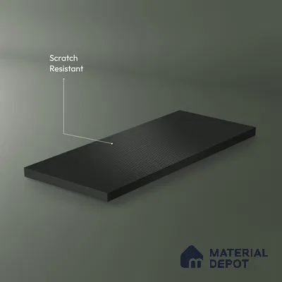 Jet Black Fluted Solid Color 1D 05243 Olive Stone 8 ft x 4 ft High Gloss Finish Acrylic Laminate - 2.3 mm | Suitable for TV Unit,Wardrobe, Kitchen Cabinets