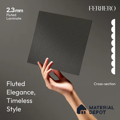 Dusky Grey Fluted Solid Color 1D 05242 Dusky Mauve 8 ft x 4 ft High Gloss Finish Acrylic Laminate - 2.3 mm | Suitable for TV Unit,Wardrobe, Kitchen Cabinets