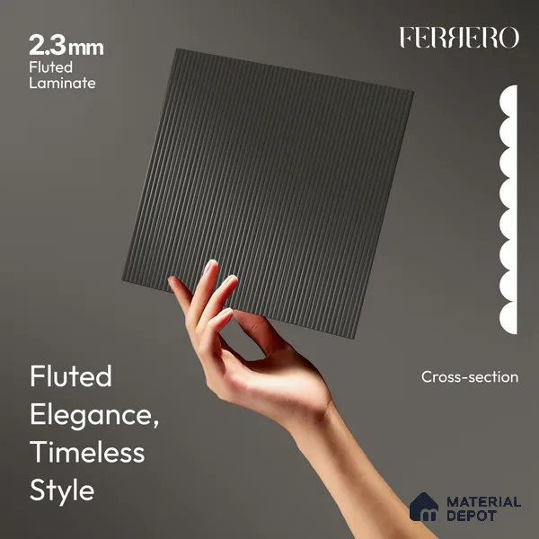 Dusky Grey Fluted Solid Color 1D 05242 Dusky Mauve 8 ft x 4 ft High Gloss Finish Acrylic Laminate - 2.3 mm | Suitable for TV Unit,Wardrobe, Kitchen Cabinets